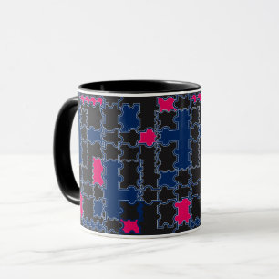 Abstract puzzles pieces elements patchwork geometr mug