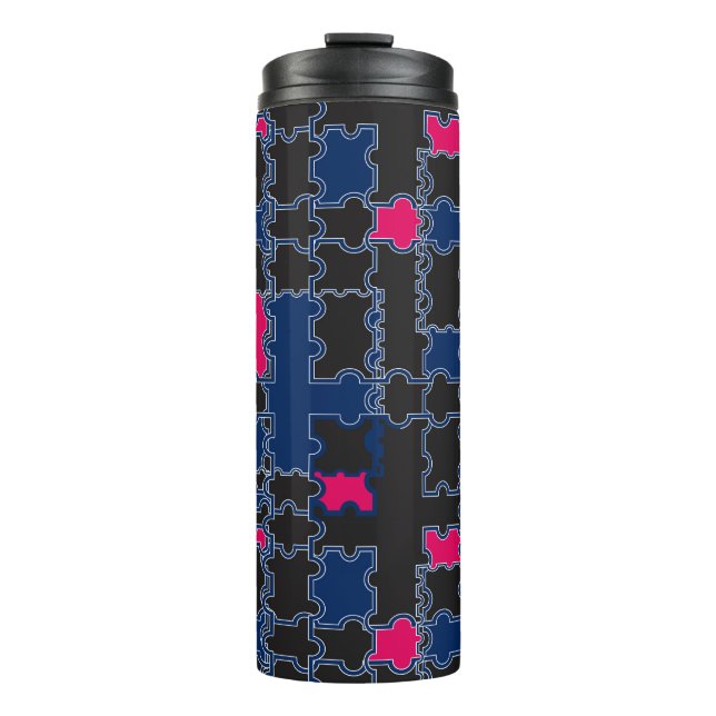 Abstract puzzles pieces elements patchwork geometr thermal tumbler (Front)