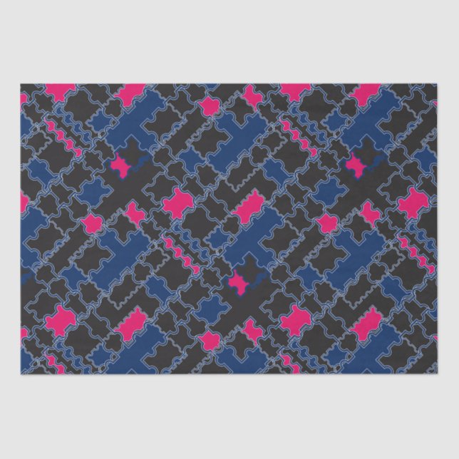 Abstract puzzles pieces elements patchwork geometr tissue paper (Front)