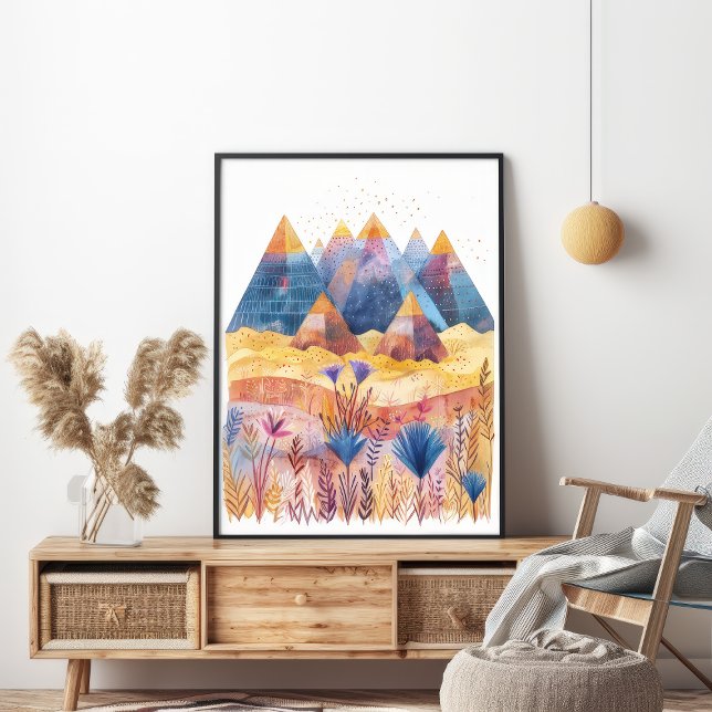 Abstract Pyramids Colourful Desert Wall Art (Creator Uploaded)