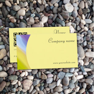 Abstract QR yellow lavender Business Card