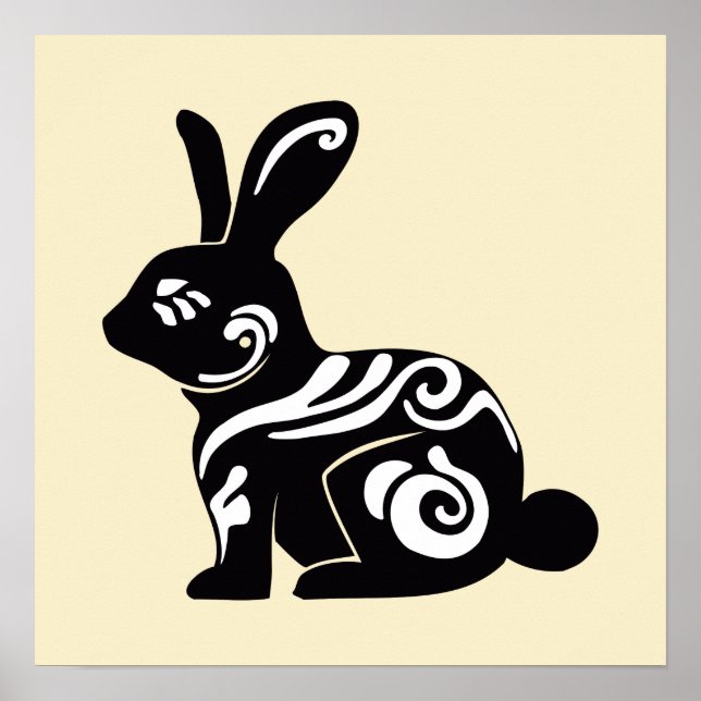 Abstract Rabbit Silhouette Poster (Front)