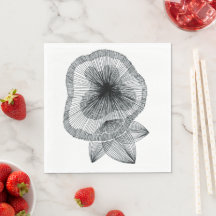 Abstract Radial Line Art Flower Botanical Napkins