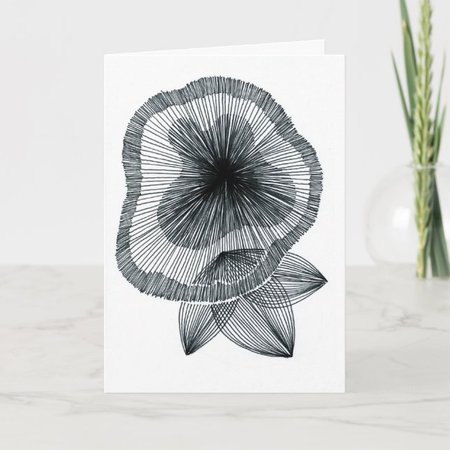 Abstract Radial Line Art Flower Greeting Card (Front)