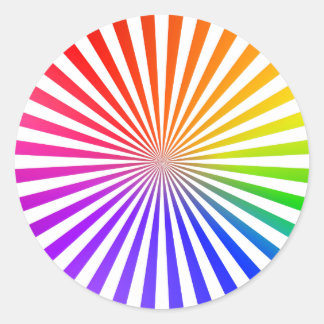 Abstract Radial Lines: Rainbow Classic Round Sticker