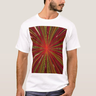 Abstract Radiant Burst Red and Gold Lines Graphic T-Shirt