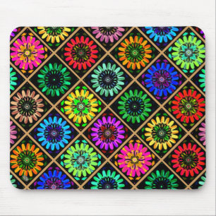 Abstract Radiant Flowers with Surreal Blooms Mouse Mat