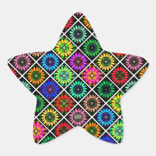 Abstract Radiant Flowers with Surreal Blooms Star Sticker