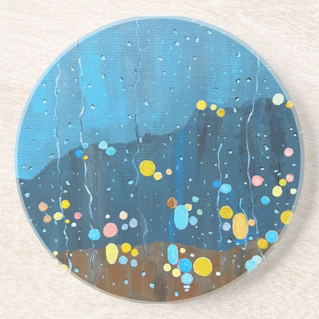 Abstract Rain Painting Coaster (Front)