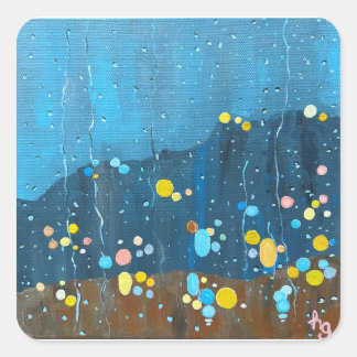 Abstract Rain Painting Square Sticker