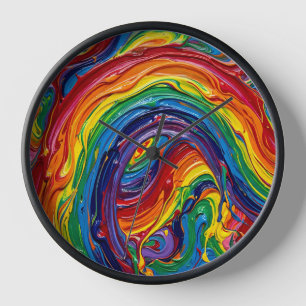 Abstract Rainbow Arc Bridge Multicolor Art Clocks