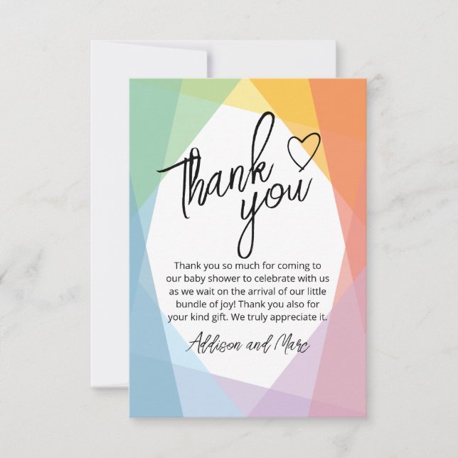 Abstract Rainbow Baby Shower Thank You Card (Front)