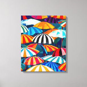 Abstract Rainbow Beach Umbrella Canvas Print