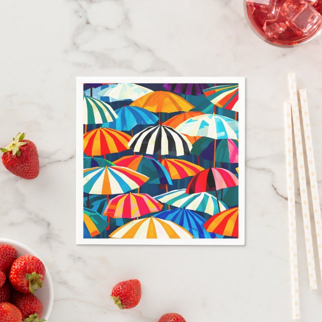 Abstract Rainbow Beach Umbrella Napkin (Insitu)