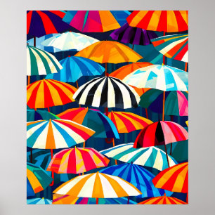 Abstract Rainbow Beach Umbrella Poster