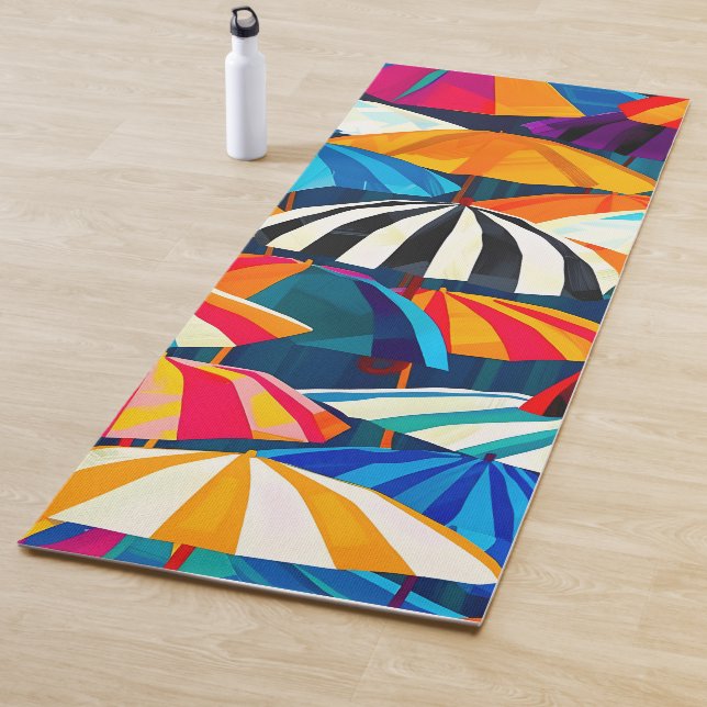 Abstract Rainbow Beach Umbrella Yoga Mat (In Situ)