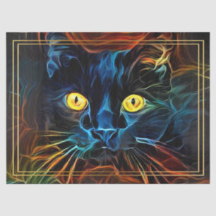 Abstract Rainbow Black Cat Decoupage Tissue Paper