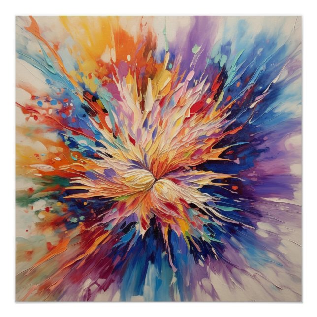 Abstract rainbow Burst of colour Poster (Front)