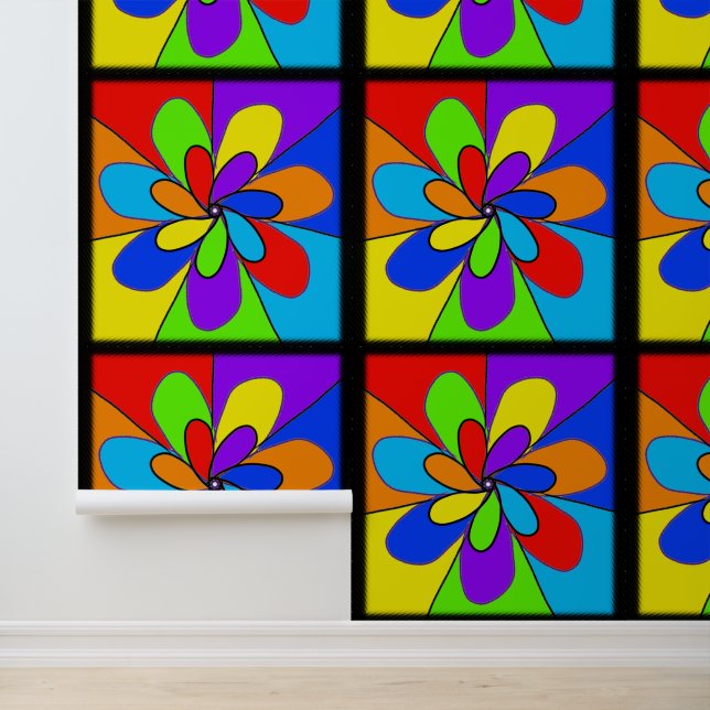 Abstract rainbow colored flower design wallpaper (Application)