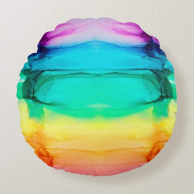 Abstract rainbow colorful background,  wallpaper.  round cushion (Front)