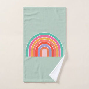 Abstract Rainbow Colorful Modern Arch Mint Green Bath Towel Set