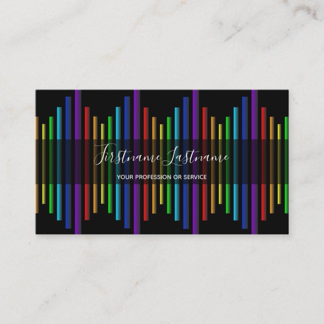 Abstract rainbow colour lines calligraphy business business card (Front)