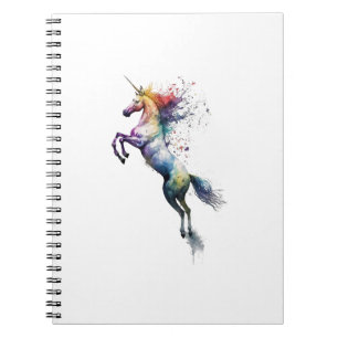Abstract rainbow coloured watercolor of an unicorn notebook