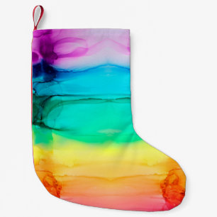 Abstract rainbow colourful background, wallpaper.  small christmas stocking
