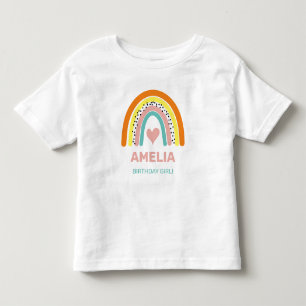 Abstract Rainbow Colourful Birthday Girl Toddler T-Shirt