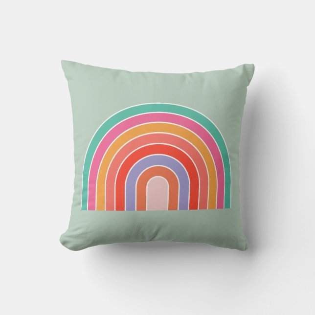 Abstract Rainbow Colourful Modern Arch Mint Green Cushion (Front)