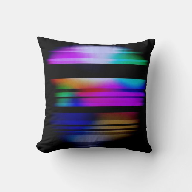 Abstract Rainbow Colours on Black Background Pillo Cushion (Front)