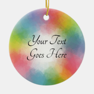 Abstract Rainbow Colours Template Modern Script Ceramic Tree Decoration