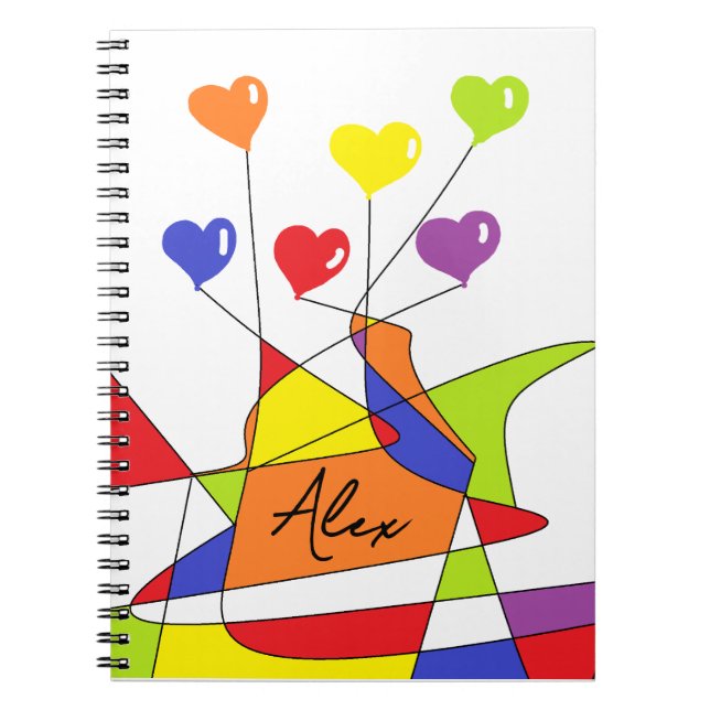 Abstract Rainbow Colours with your name Notebook (Front)