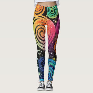 Abstract Rainbow Cosmic Splash Design Women’s Leggings