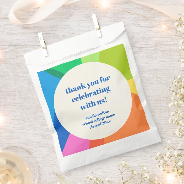 Abstract Rainbow Custom Graduation Party Thank You Favour Bags (Clipped)