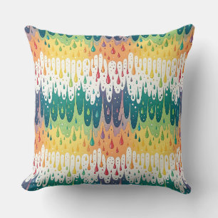 Abstract Rainbow Drip Colourful Liquid Pattern Art Cushion