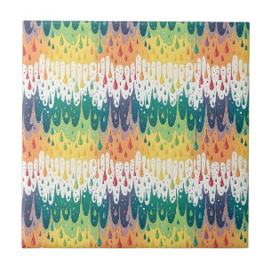 Abstract Rainbow Drip Colourful Liquid Pattern Art Tile