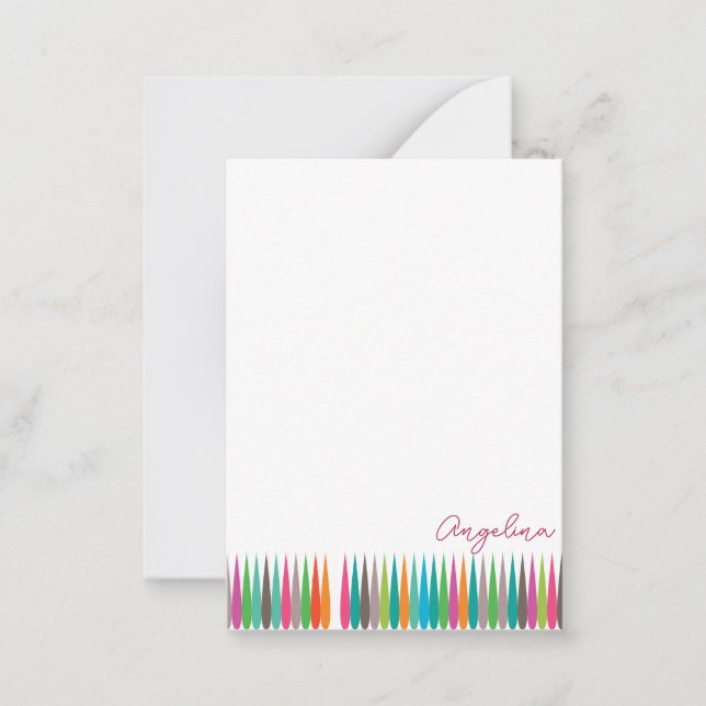 Abstract rainbow drops pattern Custom Name Card (Front)