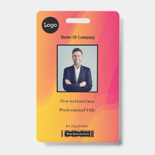 Abstract Rainbow Employee Photo Identification ID Badge