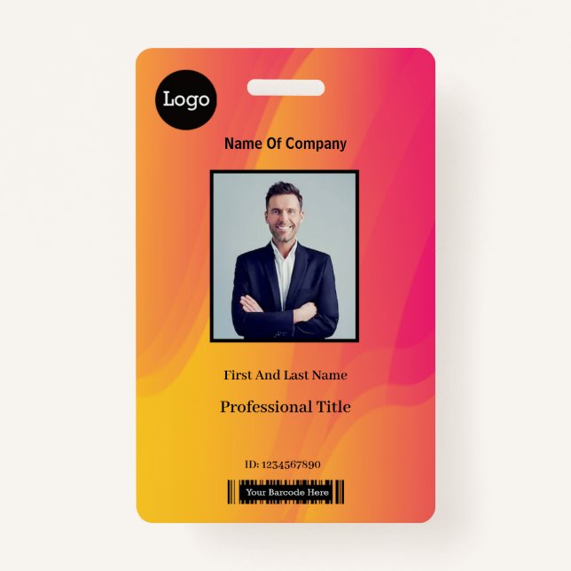Abstract Rainbow Employee Photo Identification ID ID Badge (Front)