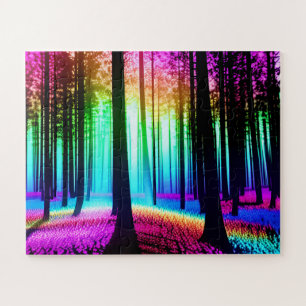Abstract Rainbow Enchanted Forest Jigsaw Puzzle