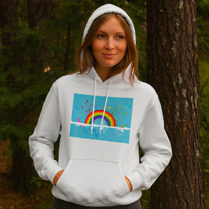 Abstract Rainbow Floral Swirls and Paint Splatter  Hoodie