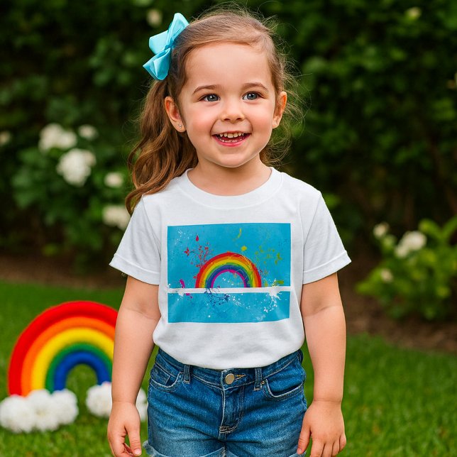 Abstract Rainbow Floral Swirls and Paint Splatter  T-Shirt (Creator Uploaded)