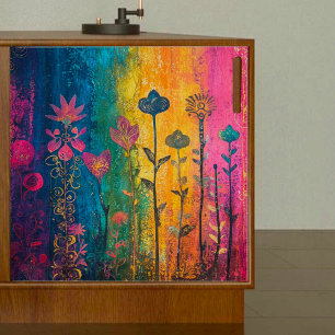 Abstract Rainbow Flowers Decoupage  Tissue Paper