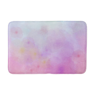 Abstract Rainbow Flowers in Watercolor Bath Mat