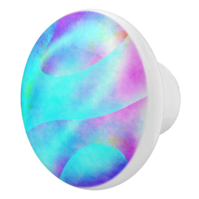 Abstract Rainbow Flowing Stripe Design Ceramic Knob (Right)