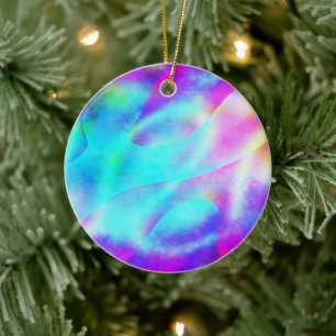 Abstract Rainbow Flowing Stripe Design Ceramic Tree Decoration