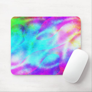 Abstract Rainbow Flowing Stripe Design Mouse Mat