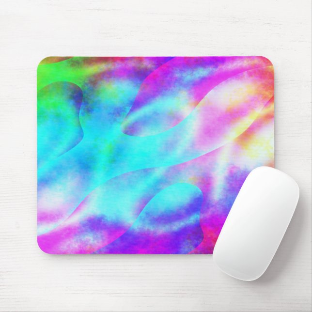 Abstract Rainbow Flowing Stripe Design Mouse Mat (With Mouse)