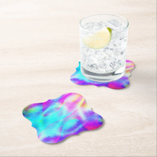 Abstract Rainbow Flowing Stripe Design Paper Coaster